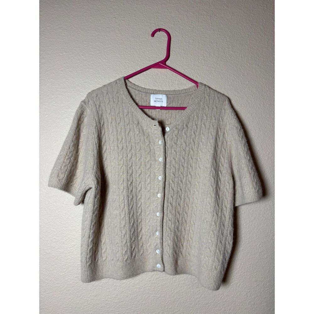 Things Between Lany Woven Striped Oversized Collar Knit Top Size L
